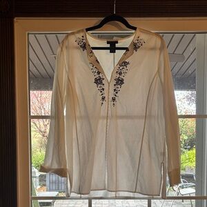 The Limited Cream Blouse with Black Embroidery